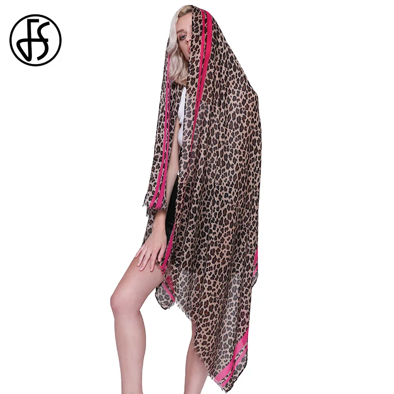 FS Leopards Drukāt Šalles Dāmām, Šalles, Šalle Sievietēm Ilgi Kokvilnas Veļu Mīkstu Ar Pušķi Ziemas Vadītājs Hijab Foulard Femme Pashmina