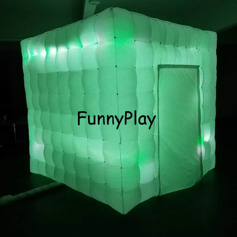 piepūšamās photo booth komerciālo LED gaismas photo booth,piepūšamās cube telts ar led gaismas,piepūšamās balts veicināšanas telts