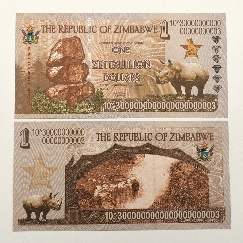 100gab Zimbabves Viens Zettalilion Dolāru Rēķinus Papīra Naudu, Zimbabve Degunradžu Banknotes ar Sērijas Numuru un Koka Kaste