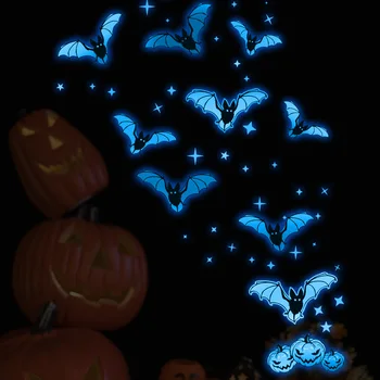 2022 Jaunas Halloween Dekorēšanai Pvc Sienas Uzlīmes, Gaismas Bat Dzīvojamā Istaba Guļamistaba Dekori Estētiskās, Kas Spīd Tumsā Wallstickers