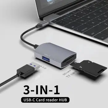3-in-1 Tipa C Hub USB2.0 Micro SD/TF Card Slot Reader OTG Adapteri Converter dokstacija USB2.0 Adapteris Micro USB Uzlādes Po