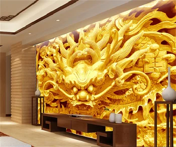 3D-trīsdimensiju golden dragon dzīvojamā istaba guļamistaba hotel fona sienas uzlīmes, custom 3D jebkura izmēra tapetes, sienas papel