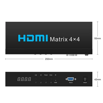 4K 30Hz HDR HDMI 1.4 Matricas 4X4 HDMI Matrix Komutatoru 4 4 no HDMI Komutatoru Sadalītājs Ar RS232&Tālvadības HDCP1.4