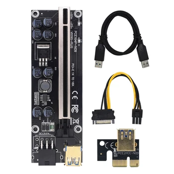 6Pcs Jaunākās VER009 Plus USB3.0 PCI-E Stāvvadu Kartes Ver 009s Express 1X 4x 8x 16x SATA 15pin uz 6 pin Extender Adapteris Raktuvju Strādnieks