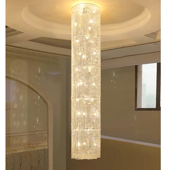 Amerikāņu Ilgi K9 Kristāla Lustra LED Moderna Villa Bēniņi Lustras Gaismas Armatūra, Kāpnes, Mājas Iekštelpu Apgaismojums, Augstums 900cm