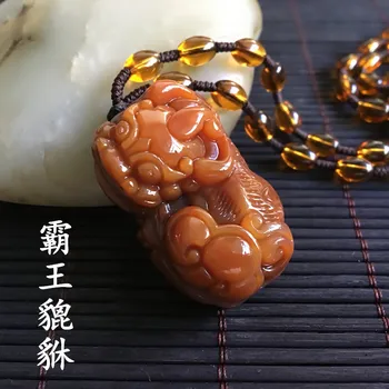 Apbrīnojama Huang Long Jade Amuletu cietā PiXiu Kulons laimi, Zvērs Laimīgs karājas Talismans