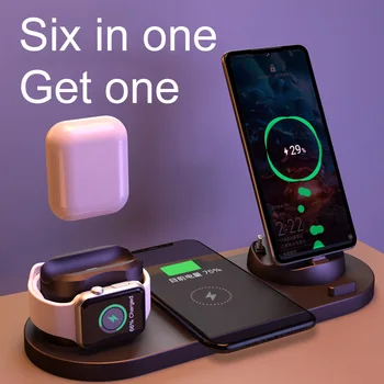 Apple mobilais tālrunis skatīties, austiņas, USB seši viens ātrs bezvadu lādētājs Apple mobilais tālrunis skatīties austiņas Bezvadu Desktop char