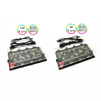 ARGB RGBW Kabeļu Sadalītājs Hub Lietā w/ Tape & Pagarinājuma Kabeļa Adapteris LED Strip Gaismas DATORA RGB Fan Cooler 12V 4 pin 5V 3 pin