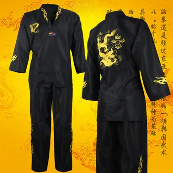 Augstas kvalitātes melna Tae kwon do formas tērpu, tērpi TKD taekwondo master apģērbu komplekti unisex pieaugušo bērnu rokdarbu pasniedzēju drēbes