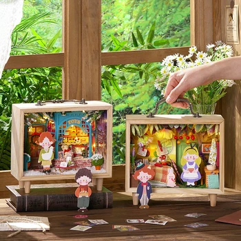 Cutebee DIY Miniatūru Veidošanas Komplekti, Casa Sapnis Koka Namiņš ar Mēbelēm, Gaismas Meitenēm Dzimšanas dienas Dāvana