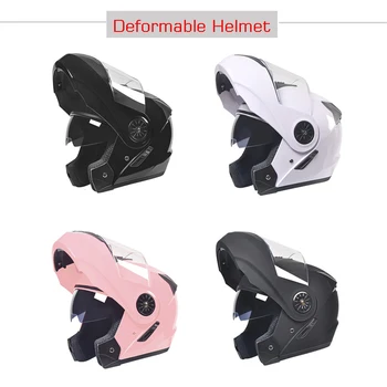 Deformējamie Sieviešu Pilna Sejas Vīriešu Pusi Sejas Ķivere Motokrosa Motorrad Anti-Glare Dubultās Lēcas Plus Lieluma Cascos Black Helment