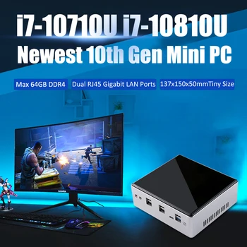 Jaudīgu Mini Datoru Intel 10. Gen Core I7 10810U 16.G DDR4 512 GB SSD Desktop Mini PC Windows 10 Pro divjoslu WIFI 4K HDMI, DP