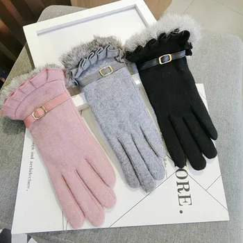 jaunā korejiešu versiju, kašmira touch screen bieza piecu pirkstu trušu kažokādas siltu sieviešu ziemas pavasara cimdi (pirkstaiņi