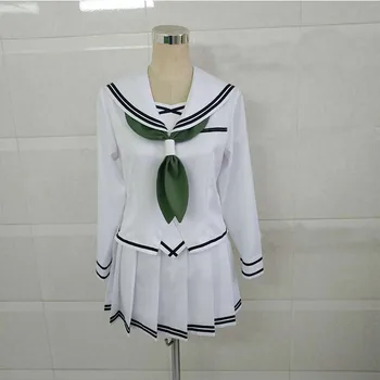 Kannagi Yuuri cosplay Japāņu ikdienas vidusskolas vienotu kostīms, balts Jūrnieks pielāgota uzvalks