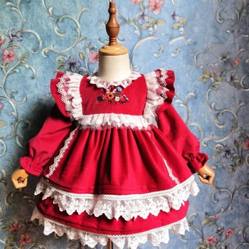 Miayii Bērnu Apģērbu Spāņu Lolita Vintage Bumbu Tērpu Mežģīnes Priekšgala Izšuvumi Dzimšanas Dienas Svinības, Lieldienu Princese Kleita Meitenēm Y3789