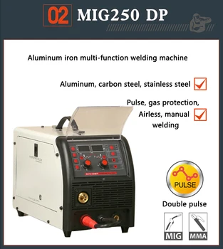 MIG250 Alumīnija dzelzs metināšanas iekārtas Oglekļa dioksīda Gāzi aizsargāta metināšanas CO2 mašīna, Vara, Nerūsējošā tērauda, Metinātājs