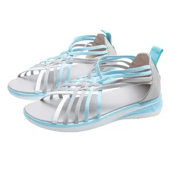 Modes Sieviešu Shoes2022New Plus Lieluma Ķīlis Sandales Sieviešu Dobi BreathableWoven Fishnet Sporta Romiešu Sandales Sieviešu Sandales