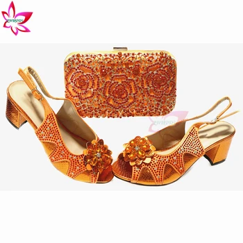 Oranžā Krāsa Jauns Dizains Āfrikas Sieviešu Kurpes Matching Soma noteikt Augstas Kvalitātes sandales Sandales ar siksniņām Dārza Puse