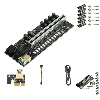PCI-E 1X, Lai 16X USB3.0 6PIN GPU Stāvvadu Karti Ar 12 Kondensatori Un LED Gaismas VER018S Miner Karti BTC