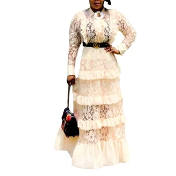 Plus Lieluma Mežģīnes Āfrikas Kleitas Sievietēm Dashiki Āfrikas Drēbes Daudzpakāpju Kūka Kleita Africaine Drēbes Femme Vakarā Gara Kleita 2019