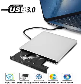 Portatīvo Optisko Disku Ultra Slim USB3.0 DVD Rewriter Deglis Ārējo DVD Disku, CD+/-RW DVD+/-RW Superdrive Desktop/Notebook