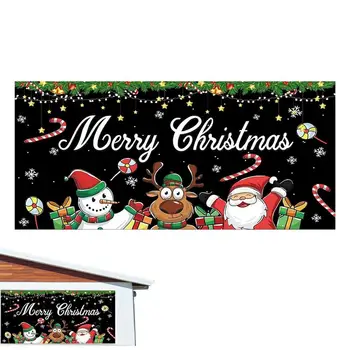 Priecīgus Ziemassvētkus Banner Garāžas Durvju Apdare | Ziemassvētku Banner Lielu Pagalmā Zīme, Dārza Māja, Žogs Apdare