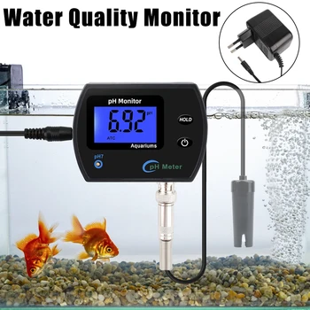 Reālā laika Acidometer PH-Metrs ES Plug Multi-parametrs Ūdens Kvalitātes Monitors Akvāriju Laboratorijas LCD Displejs