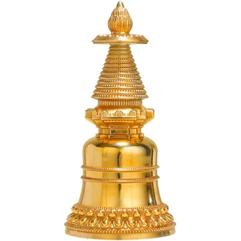 Tibetas Budisma templis Gilt bronza Budas relikvijas, Stupa Pagoda Tornis Statuja