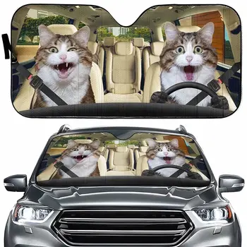 Tup Personalizētu Dāvanu Funny Kaķis Dzīvnieku Vadītāja Auto Saulessargs par Mīļāko Vējstikla Auto Priekšējā stikla Interjera Anti-Saules Automot