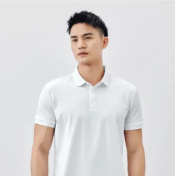 V7895 - Vīriešu ikdienas īsām piedurknēm polo krekls vīriešu vasaras jauno vienkrāsainu pusi piedurknēm Atloks T-krekls.