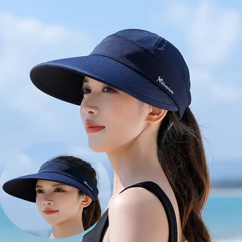 vasaras cepures sievietēm, Noņemams divējāda mērķis saules cepure platām malām beach hat visor cepuri gorro chapeu feminino