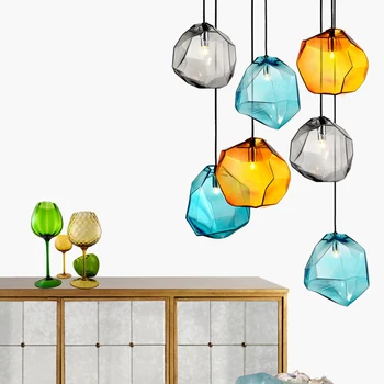 vintage Ēdamistaba Stikla Pendant Light Living Room gaismas Ķermeņi, Bārs Karājas lampas Modernās Krāsu Stikla Kulons led Gaismas