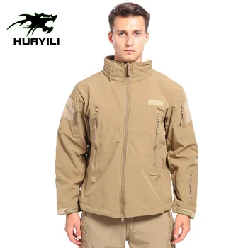 Vīriešu virsdrēbes ūdensizturīgs vilnas maskēties soft shell taktisko brīvdabas siltu vilnas jaka