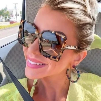 WackSaria Modes Sieviešu Saulesbrilles Liels Squard Krāsains Rāmis Lēca Leopards Drukāt Briļļu Vintage Retro Brilles T Liecina, Saulesbrilles