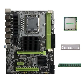 X58 Pamatplati LGA1366 Datoru Mātesplati Atbalsta XEON X5650 X5670 Sērijas CPU Ar X5670 CPU+8GB DDR3 1600 RAM