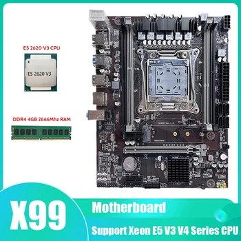 X99 LGA2011 Pamatplates-3 Datoru Mātesplati Atbalsta Xeon E5 V3 V4 Sērijas CPU Ar E5 2620 V3 CPU+DDR4 4GB RAM 2666Mhz