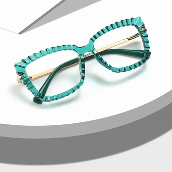 Zaļā Skaidrs, Sievietēm ar Kvadrātveida Briļļu Rāmis Vintage Laukumā Pret Zilās Gaismas Optiskās Brilles TR90 Metāla Karkasu Datoru Briļļu Sieviete