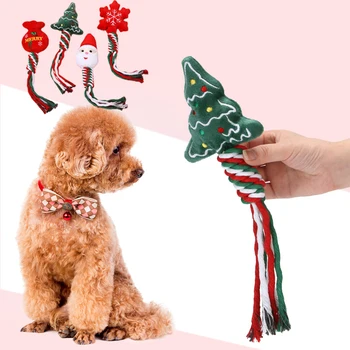 Ziemassvētku Stilā Pet Suns, Plīša Rotaļlieta ar Virvi Maziem Suņiem Chihuahua Pomerānijas Kucēns Sakost Rotaļlietas Pet Piegādēm jouet pour chien