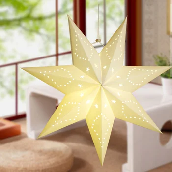 Zvaigzne Papīra Laternas Karājās Ziemassvētku Zvaigznes Laternas Ēnā 3D Formas Lampas Abažūrs Rotājumi Festivāls Dobi Gaismu No Sienas