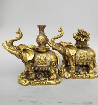 Ķīna griešanai Tīra misiņa zilonis bagātību pāris statuja