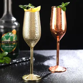 Šampanieša Glāzi Tērauda Šampanieša Kauss Vīna Glāzi Kokteiļa Radošo Metāla Vīna Glāzi Bārs, Restorāns Goblet Rose Gold